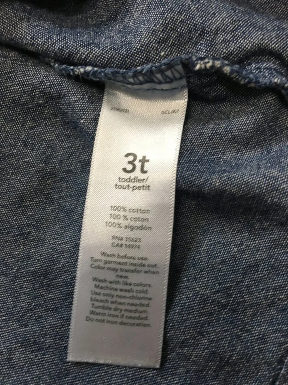 Carters Girls Denim Top Size 3T